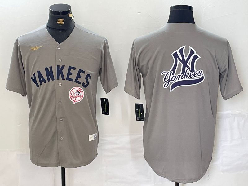 Men New York Yankees Blank Grey Throwback Nike Game 2024 MLB Jersey style 12
